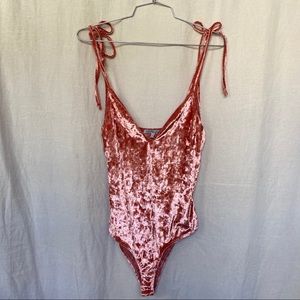 Pink crushed velvet bodysuit